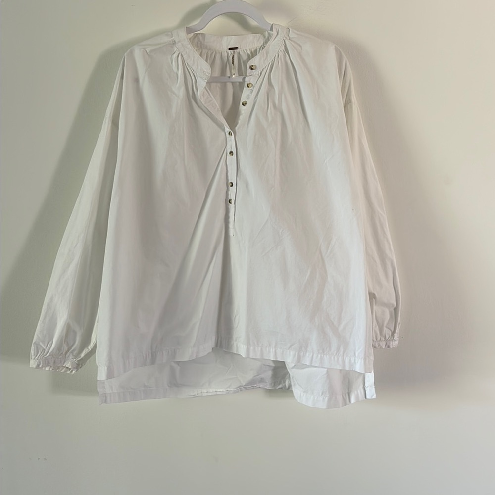 Free People peasant shirt  White Button-Up Women's Top M